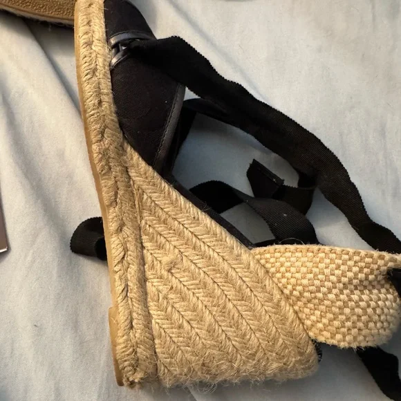 Coach Black and Tan insignia Espadrille Wedges - Picture 6 of 12